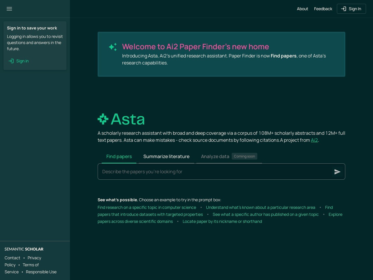 Ai2 Paper Finder